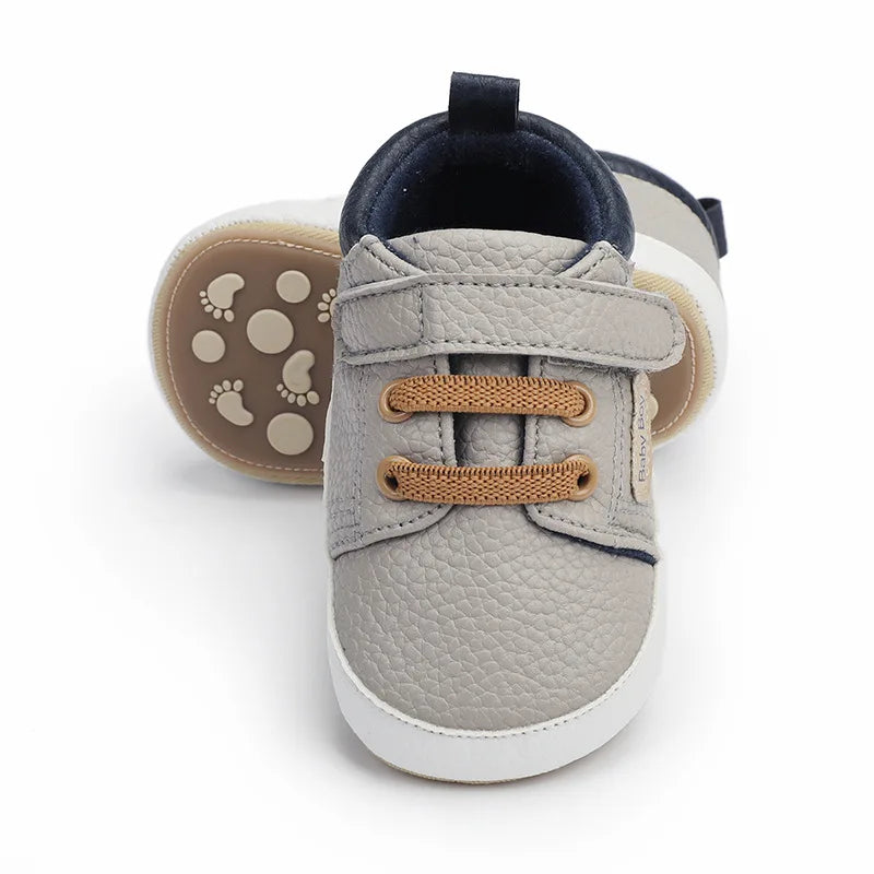 Meckior 2024 New Arrivals Baby Boys Girls PU Leather Sports Shoes Casual Rubber Bottom Anti Slip Toddler Shoes First Walkers