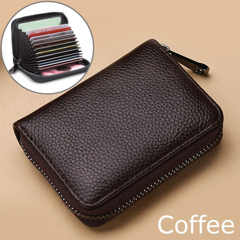 1PC Women Men Leather 26 Slots ID Credit Card Holders RFID Blocking Wallet Case Pocket Bag