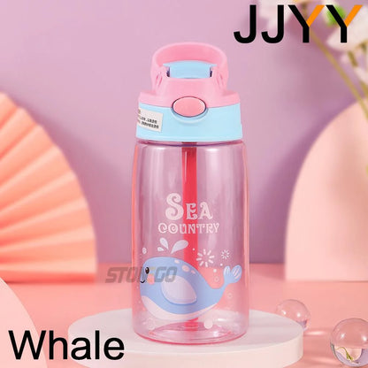 1PC Kids Water Sippy Cup Kids Water Bottle with Straw and Handle Portable Drinking Bottle Cup Children