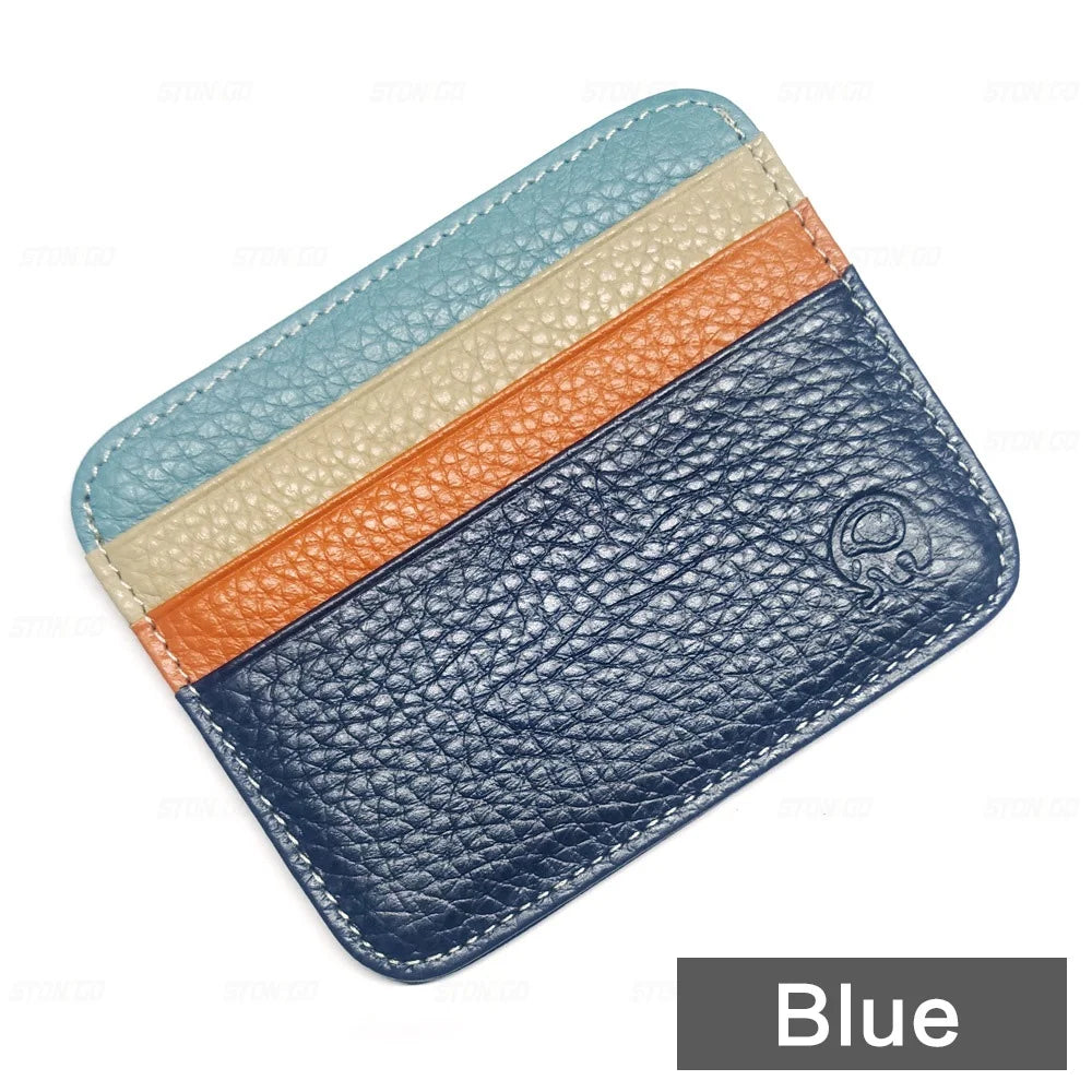 Small Mini Lizard Pattern PU Leather Business ID Card Holder - Stonego Wallet Case for Men & Women with ID Windo