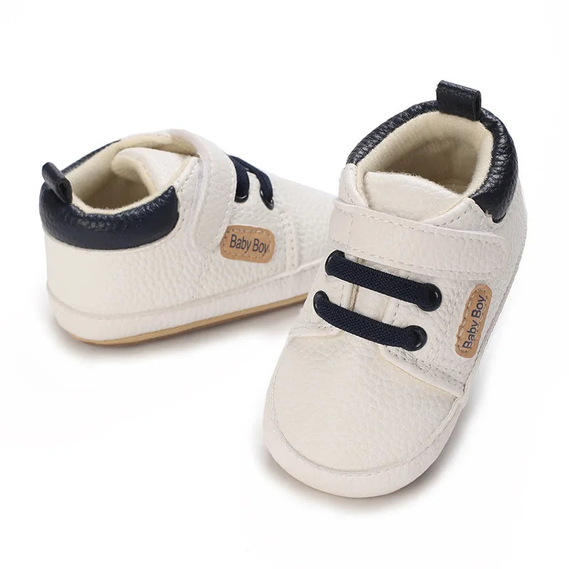 Meckior 2024 New Arrivals Baby Boys Girls PU Leather Sports Shoes Casual Rubber Bottom Anti Slip Toddler Shoes First Walkers