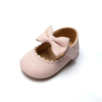 Meckior 2024 New Baby Girls Shoes Bowknot Party Dress First Walker Anti-slip Non-slip Rubber Sole Infants Girl Crib Shoes