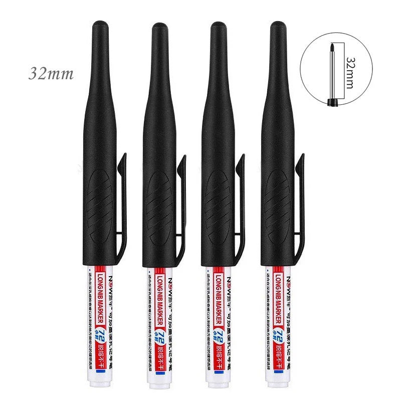 4/5Pcs 20+32mm Deep Hole Marker Pens Bathroom Waterproof Bathroom Woodworking Decoration Multi-purpose Long Head Oil Markers Pen