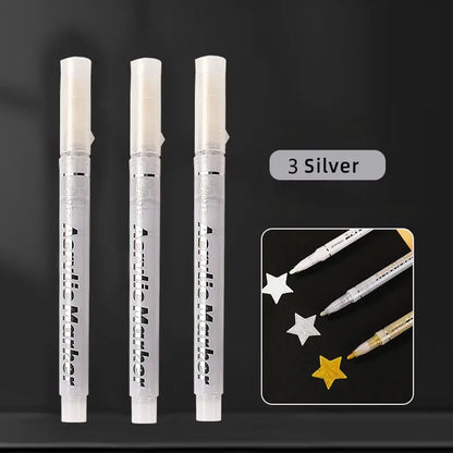 1/3Pcs/Set High-gloss Acrylic Markers Gold, Silver and White Painting Graffiti Pens, Waterproof Ink, Water-based Acrylic Markers