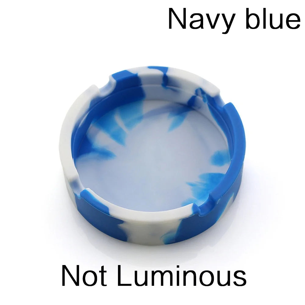 Luminous/Colorful Silicone Gel Ashtray Light Circular Ashtray Fluorescent Smoke Convenient Cigarette Case Drop Creative Ashtrays