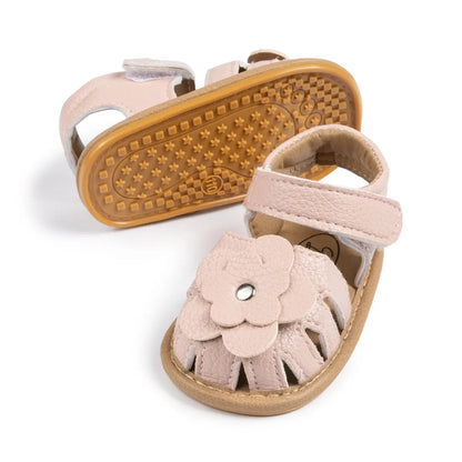 Infant Baby Girls Beach Sandals Flats and Soft Sole Non-slip Flower Princess Wedding Dress Walking Shoes for Newborn Baby