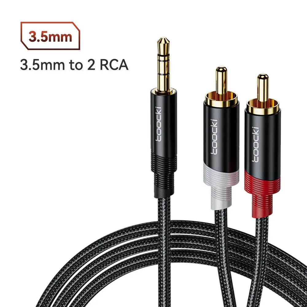 RCA Cable 3.5mm Jack to 2 RCA Aux Audio Cable 3.5mm to 2RCA Male Adapter Splitter for TV Box Apple TV Speaker Wire Cord