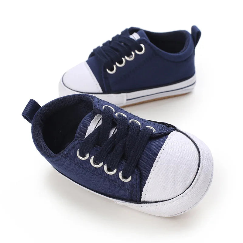 Meckior Baby Sneakers Baby Boys Girls Canvas Shoes Non-slip Rubber Sole Comfortable Soft Unisex Baby Basketball Shoes 0-18M