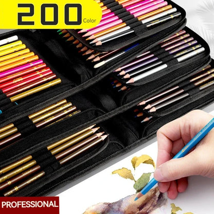 200/120/72/48 Colored Pencils Oil / Watercolor Color Pencils with Cloth Bag For Professional Drawing Sketching Art Supplies