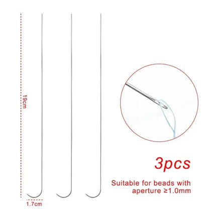 3pcs/set Curved Beading Needles Stainless Bead Spinner Needle Thin Bead Needles for DIY Craft Jewelry Making Sewing Supplies