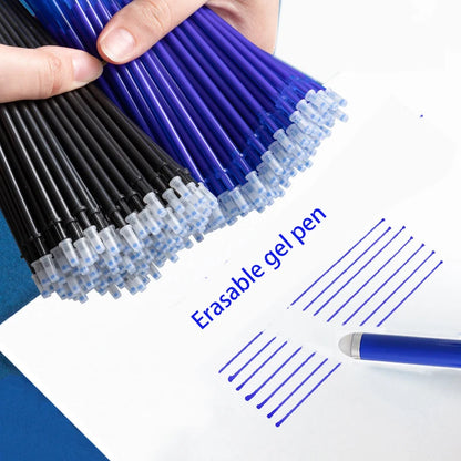 30/50/100Pcs/Lot 0.5mm Gel Pen Erasable Pen Refill Rod Set  Blue Black Ink Shool Washable Handle Writing Stationery Supplies