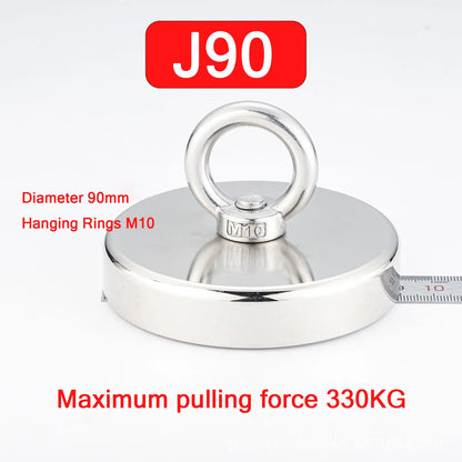 D48 D60 D75 D90 Super Strong Neodymium Fishing Magnets, Rare Earth Magnet with Countersunk Hole Eyebolt for Retrieving in River