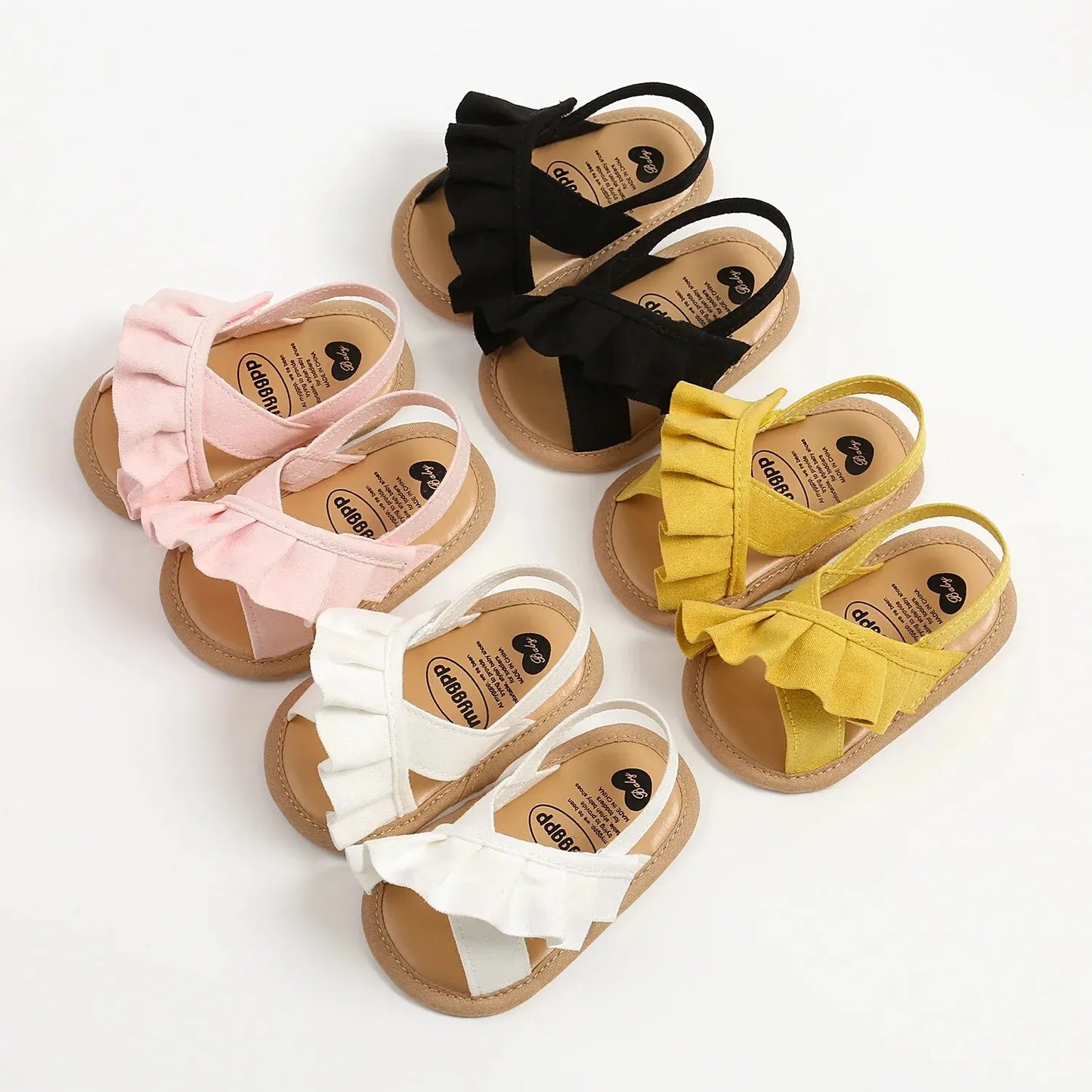 Meckior Summer Baby Sandals Baby Girl Shoes Princess Flat Sole Non-slip Toddler First Walker Crib Shoes Newborn Canvas Slippers