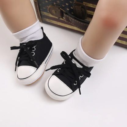 Meckior Baby Sneakers Baby Boys Girls Canvas Shoes Non-slip Rubber Sole Comfortable Soft Unisex Baby Basketball Shoes 0-18M