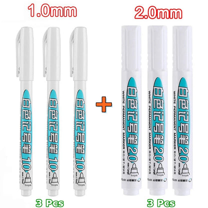 6/1Pcs/Set Oily White Marker Pen Tire Painting Notebook Tyre Tread Environmental paint Pen Waterproof Permanent Graffiti Pens