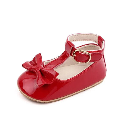 Meckior 2024 New Baby Girls Shoes Princess Choreography Cute Bow PU Anti-slip Soft Rubber Bottom First Walker Toddler Crib Shoes