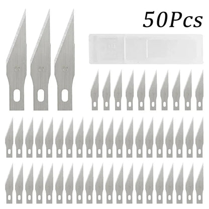 100/50/20Pcs Metal Scalpel Knife Engraving Knife Blades Wood Carving Knife Blade Replacement Surgical Sculpture Cutting Tools