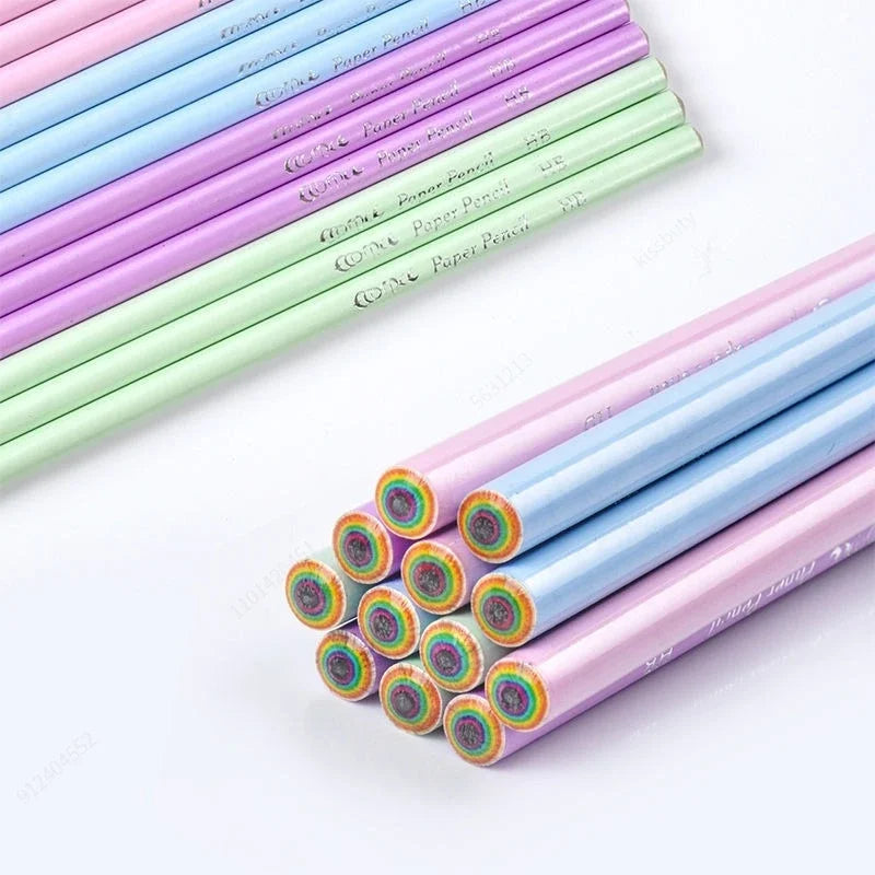 12 Packs Children's rainbow paper HB Pencil Environmentally Friendly Non-toxic Pencils Writing And Painting School Stationery