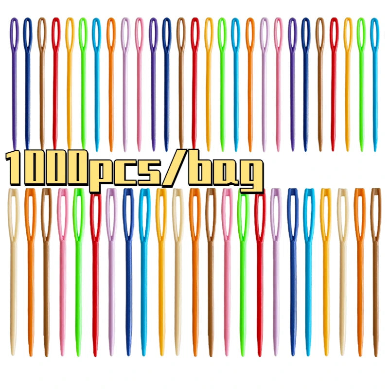 1000pcs 5.5/7cm Plastic Sewing Needles Wool Embroidery Weaving Needles for Crafts Clothing Shoes DIY Kniting Crochet Hooks