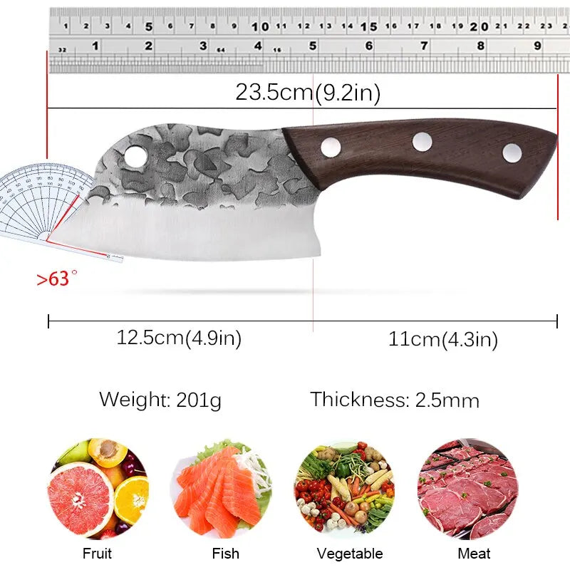 Meat Cleaver Hand Forged Full Tang Kitchen Knife Ultra Sharp Chef Knife Boning Knife Butcher Knife for Kitchen BBQ