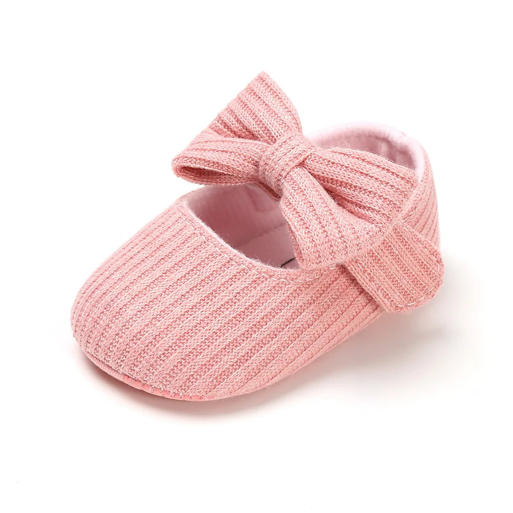 Meckior New Baby Girls Shoes Flower Bow Tie Princess Shoes Non-Slip Toddler First Walker Newborn Infants Girl Shoes Comfortable