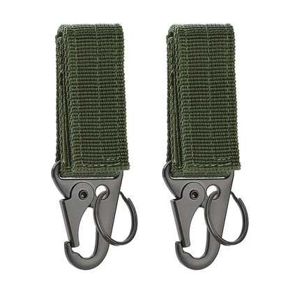 2pcs Tactical Hanging Buckle Molle Nylon Webbing Carabiner Belt Triangle Keychain for Outdoor Climbing Camping Tool Accessory