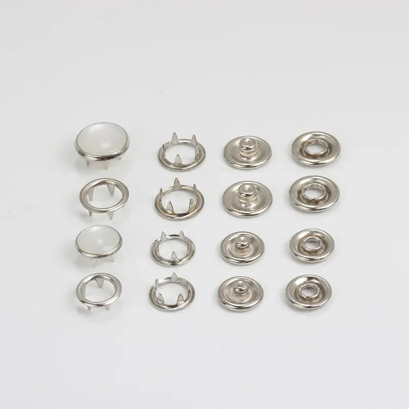 50/100Set 9.5mm Metal Prong Snap Button Press Button Studs Fasteners Hollow Prong Ring for Clothes Garment Sewing Bags Shoes