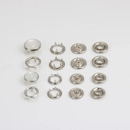 50/100Set 9.5mm Metal Prong Snap Button Press Button Studs Fasteners Hollow Prong Ring for Clothes Garment Sewing Bags Shoes