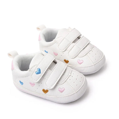 Meckior Spring and Autumn Baby Shoes Non-slip Soft Rubber Soled Toddler Shoes Cute Embroidered Love Stars Casual Shoes