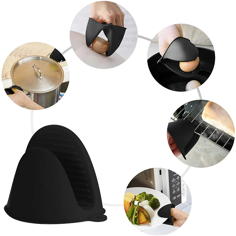 AAANAAA2pcs Oven Mitts Silicone Heat Resistant Pinch Mitts Anti Scalding Non Slip Gloves Clips Pot Holder Cooking Baking Oven Mitts