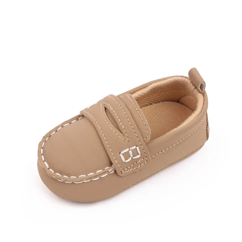 Meckior Newborn Baby British Style Crib Shoes Classic Casual Soft Bottom Non-slip Baby Boy Bean Shoes First Walker Moccasins