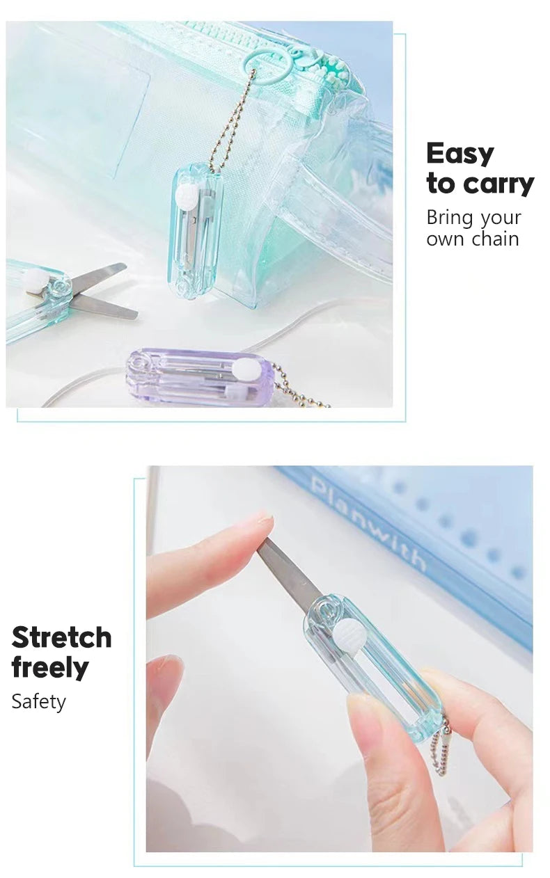 Transparent Mini Scissors, Retractable Folding Portable Scissors, Student Hand-made Paper Scissors