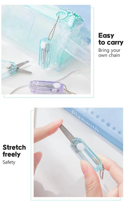 Transparent Mini Scissors, Retractable Folding Portable Scissors, Student Hand-made Paper Scissors