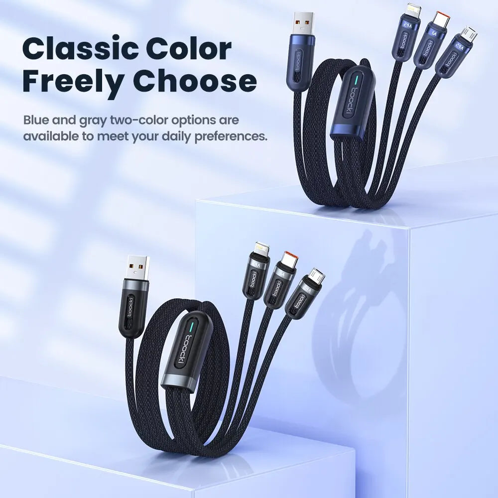 6A 3in1 Fast Charging Cable USB Type C Type-C Mobile Phone Cable for iPhone X Xiaomi Oneplus Realme Poco USB Micro Cables