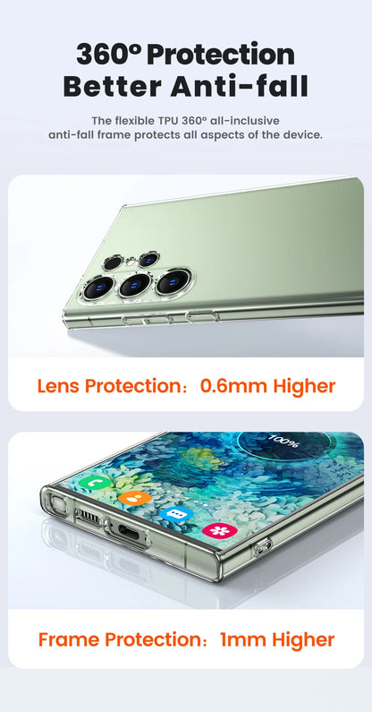 Phone Case for Samsung S24 S23 S22 S21 Plus Ultra Clear Case for S23 S21 PE Transparent Soft TPU Protective Cover Case