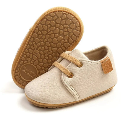 Meckior Baby Shoes Retro PU Leather Boy Girl Shoes Toddler Rubber Sole Anti-slip First Walkers Unisex Newborn Moccasins