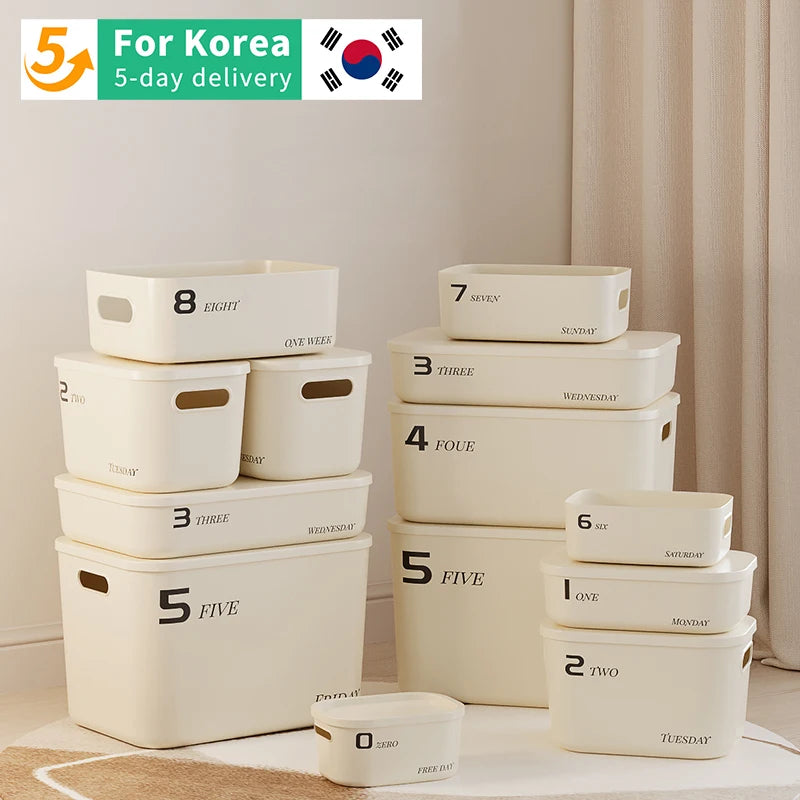 Ins Style Storage Box with Lid Dustproof Cosmetics Clothing Grocery Storage Bedroom Dormitory Storage Box Toy Storage