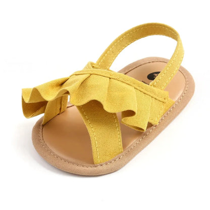 Meckior Summer Baby Sandals Baby Girl Shoes Princess Flat Sole Non-slip Toddler First Walker Crib Shoes Newborn Canvas Slippers