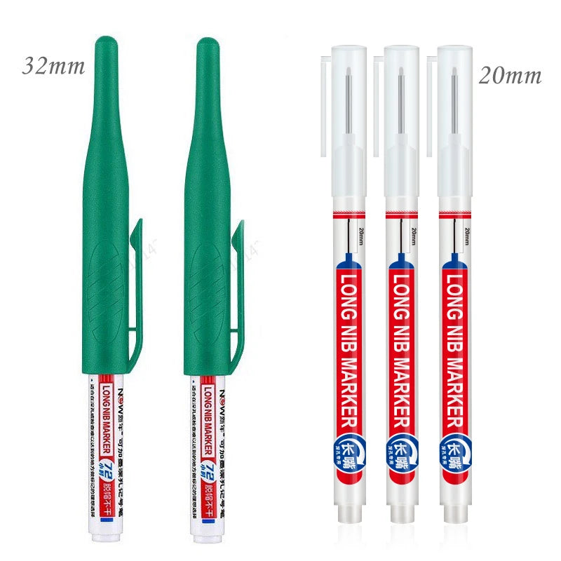 4/5Pcs 20+32mm Deep Hole Marker Pens Bathroom Waterproof Bathroom Woodworking Decoration Multi-purpose Long Head Oil Markers Pen