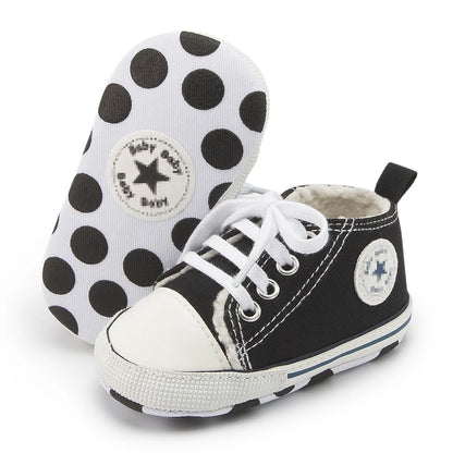 Meckior Winner Baby Shoes Boys Girls Star Canvas Sneaker Boots Cotton Anti-Slip Sole Infant First Walkers Toddler Crib Shoes