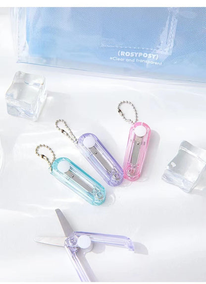 Transparent Mini Scissors, Retractable Folding Portable Scissors, Student Hand-made Paper Scissors