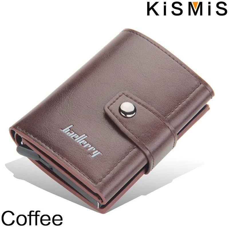 RFID Blocking Business Card Case - Genuine Leather Credit Card Holder Wallet with Gift Box, Minimalist Design