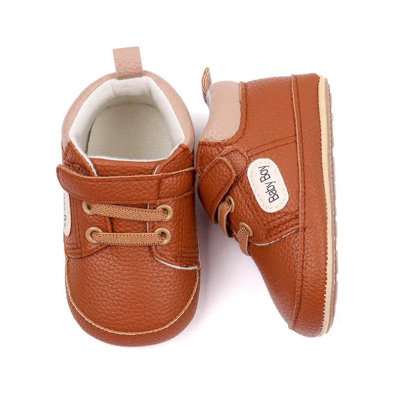 Meckior 2024 New Arrivals Baby Boys Girls PU Leather Sports Shoes Casual Rubber Bottom Anti Slip Toddler Shoes First Walkers