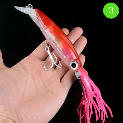 Large Lifelike Octopus Fishing Lure With 2 Treble Hook Luminous Squid Jigs Artificial Simulation Squid Hard Fishing Lure