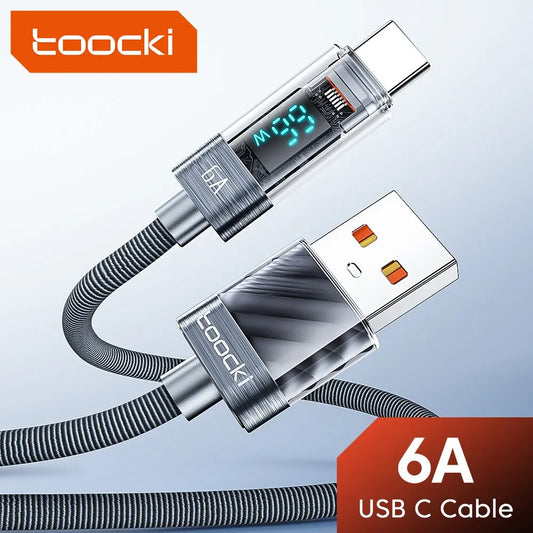 USB Type C Cable 6A 66W For Huawei OPPO Display Fast Charging Charger USB C Cable Data Cord For Xiaomi 12 Samsung Realme