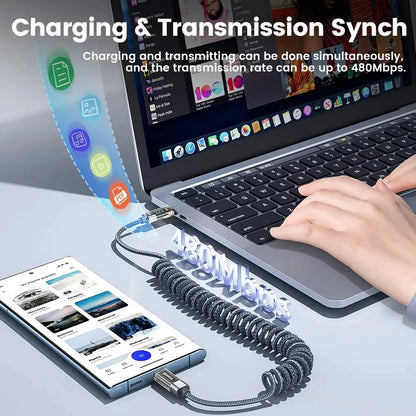 Type C to Type C Cable 100W Display Fast Charging Charger USB C to USB C Transparent PD Cable For IPhone15 Xiaomi Macbook