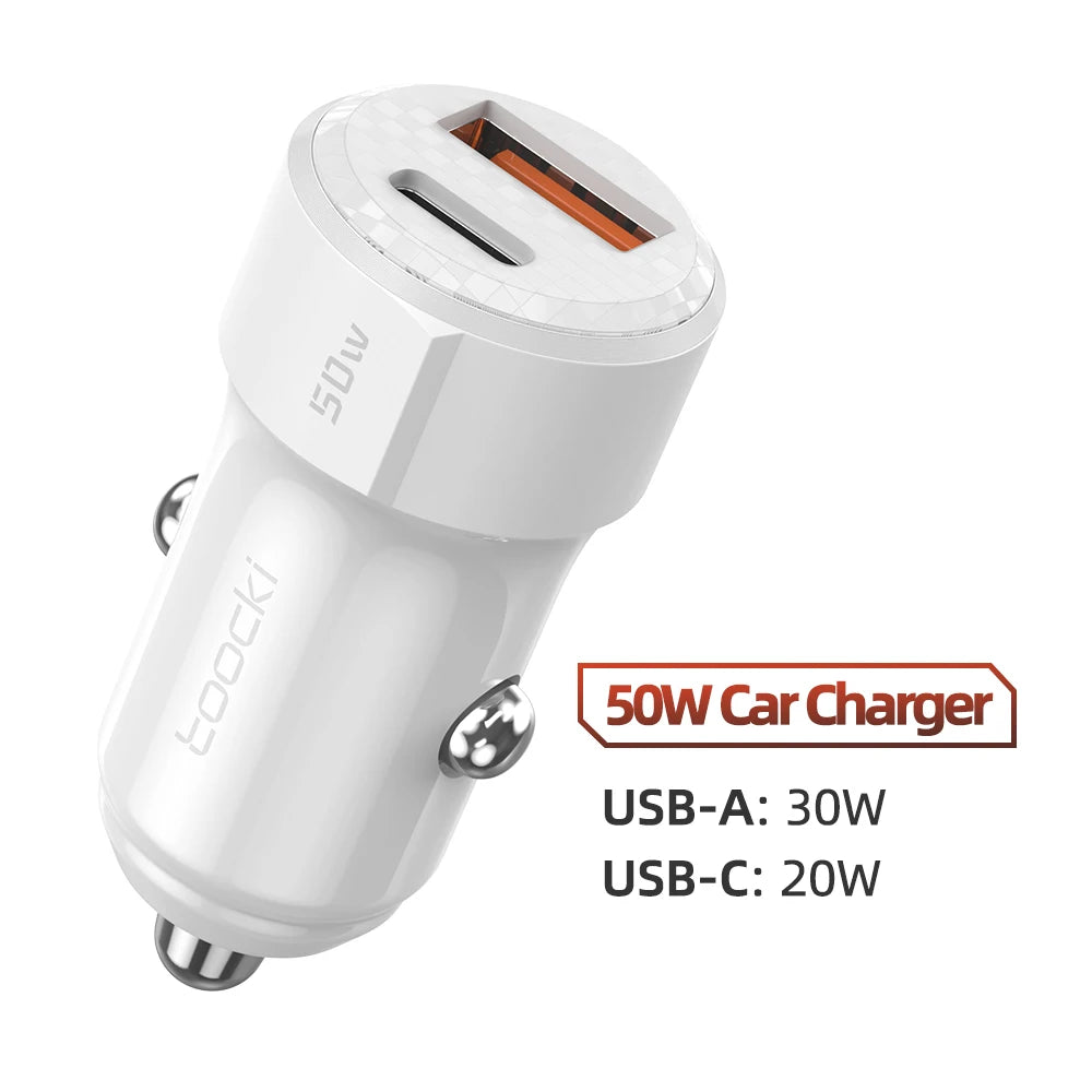 50W QC PD 3.0 Car Charger Quick Charge 4.0 USB Type C Car Fast Charging For iPhone 12 13 14 Huawei Samsung Xiaomi POCO