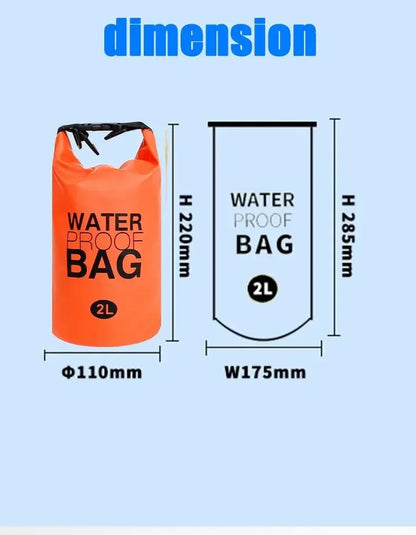 2 Liter Waterproof Dry Bag Storage Swimming Kayak River Hiking Float Sailing Canoe Diving Compression Backpack