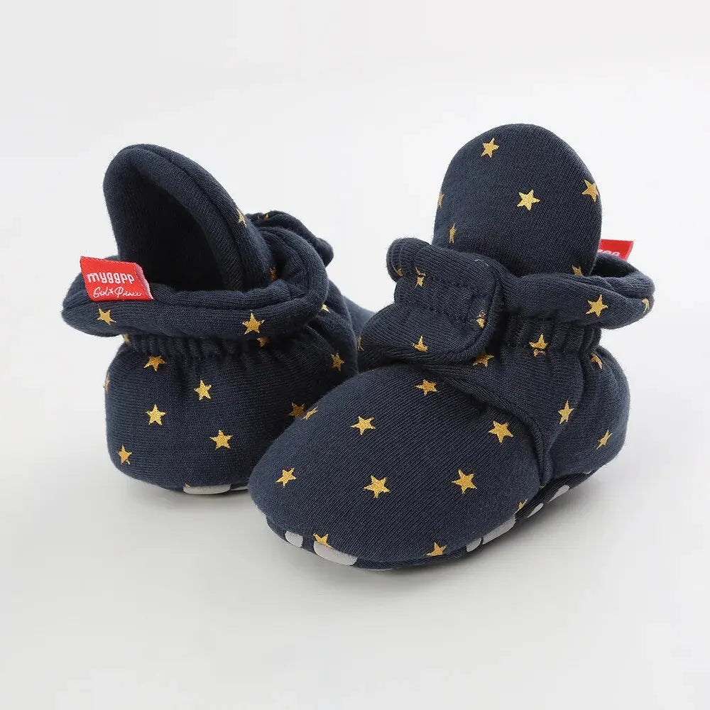 Meckior New Baby Socks Shoes Star Toddler First Walkers Booties Cotton Comfort Soft Anti-slip Warm Infant Baby Boy Girl Shoes