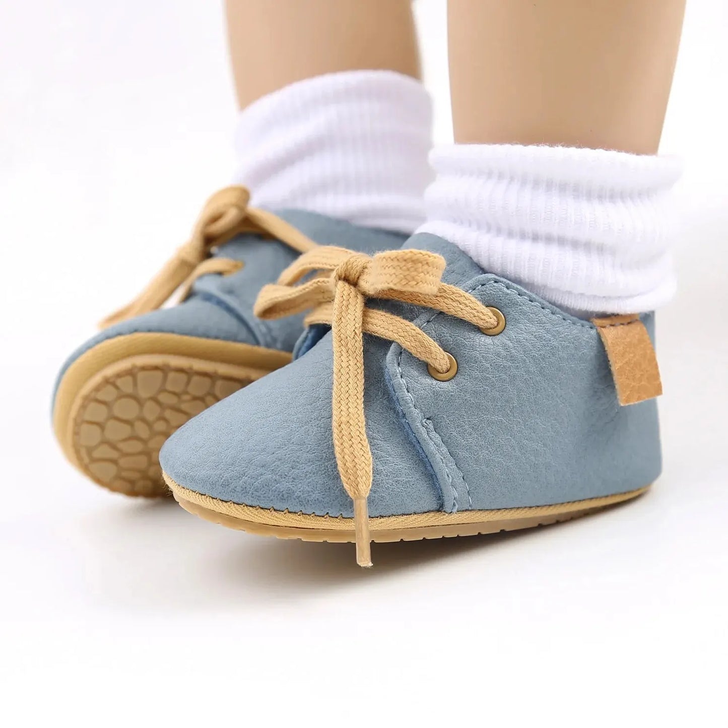 Meckior Baby Shoes Retro PU Leather Boy Girl Shoes Toddler Rubber Sole Anti-slip First Walkers Unisex Newborn Moccasins